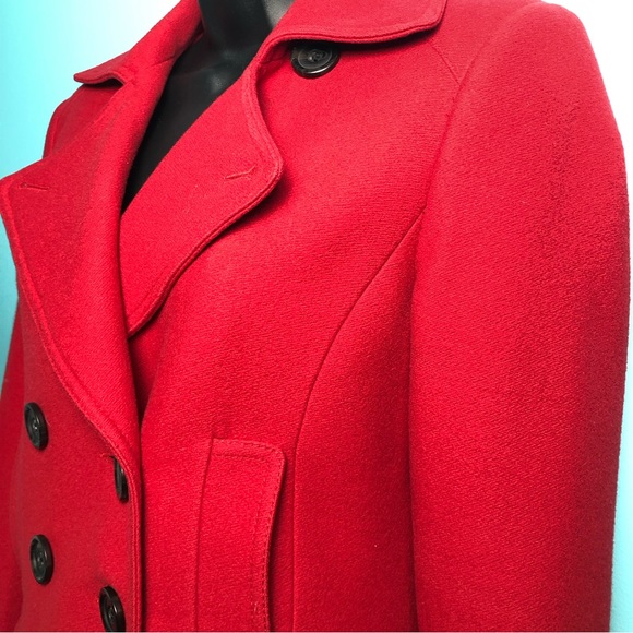 Banana Republic Red Double Breasted Short Italian Wool Coat - Picture 7 of 16
